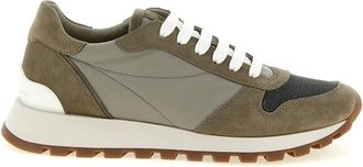 Brunello Cucinelli Schoenen, Dames, Groen, 37 1/2 EU, Polyester, Techno Fabric Runners met Kostbare Neus