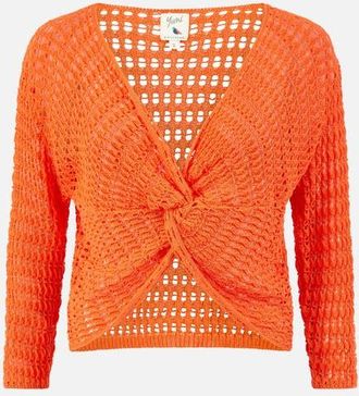 Yumi Crochet Cotton Twisted Bolero Cardigan in Orange at Nordstrom, Size Medium