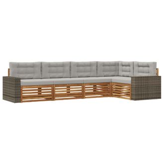 vidaXL Conjunto De Sof&aacute;s De Exterior 5 Pcs Natural Y Gris Claro Vidaxl