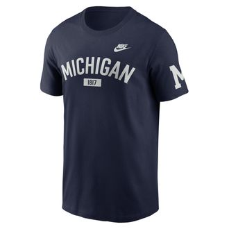 Nike Michigan Legacy Arch 2-Hit Nike Mens College T-Shirt in Blue | N19941SMWV-5ML