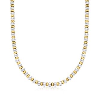 Ross-Simons Italian Sterling Silver and 22kt Gold Over Sterling Bead Necklace