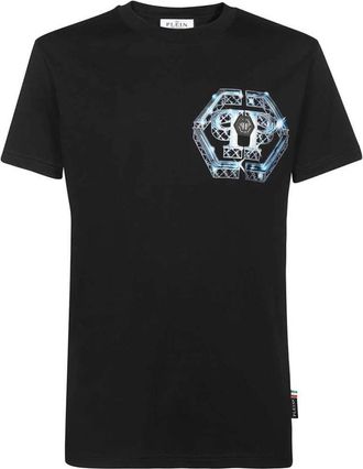 Philipp Plein Logo Print Katoenen T-shirt - Heren - T-shirts - Zwart - 3XL - Katoen - Tops