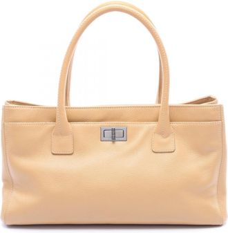Chanel Beige Grained Calfskin Handbag Tote Bag (Pre-Owned)