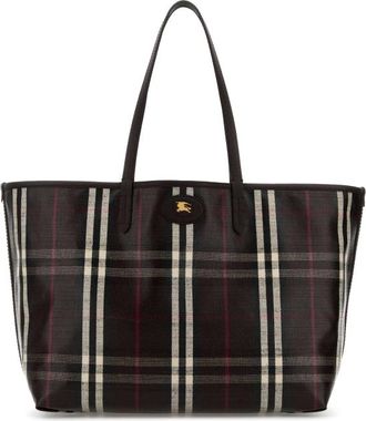 Burberry Embroidered Canvas Medium Highlands Shopping Bag