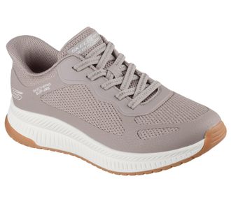 Skechers Slip-On Sneaker SKECHERS BOBS SQUAD 4, Damen, Gr. 35, grau (taupe), Mesh, Synthetik, Schuhe Slip-On Sneaker, Slipper, Freizeitschuh, Halbschuh mit Mem