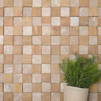 Wanda Collection Wanda Collection - Revestimiento Pared Cuadrado Piedra Y Teca Beige 55x20 Cm