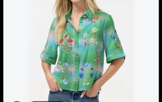 Johnny Was Relaxed Kimono Shirt In Green Plaid