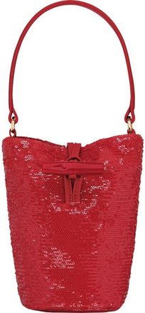 Longchamp Le Roseau Sparkling Bucket Bag in Red at Nordstrom