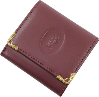 Cartier Must Bordeaux Leather Coin Purse/Coin Case (Pre-Owned)