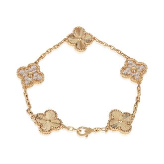 Van Cleef & Arpels Pre-Owned Van Cleef & Arpels Yellow Gold Diamond Vintage Alhambra Bracelet