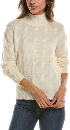 Fort&eacute; Cashmere Cable Mock Neck 100% Cashmere Sweater