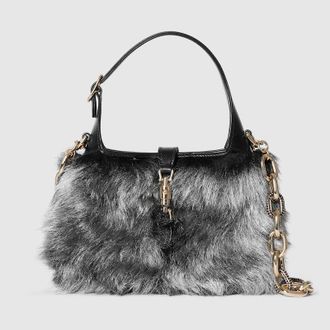 Gucci Jackie 1961 Shearling Bag, Black, Leather