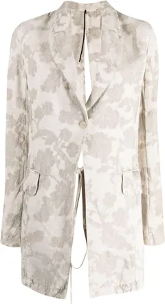 Masnada embroidered-flower blazer - women - Viscose/Linen/Flax - 40 - Neutrals