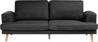 Beliani 3 Seater Sofa Black Fabric Soft Back Cushions Modern Decor Style KILDAL