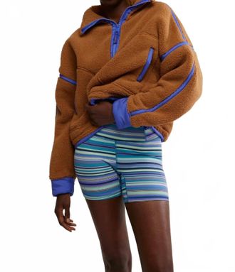 Free People Womens Mountain High 1/2 Zip Jacket In Twig/pulse Combo