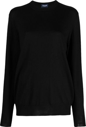 Drumohr crew neck long-sleeve jumper - men - Silk/Cashmere/Merino - 50 - Black