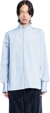 Valentino Striped Cotton Shirt with Ruffles