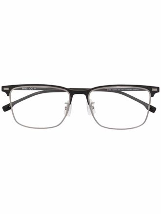 BOSS rectangle-frame glasses - men - Metal (Other)/Titanium - 55 - Black