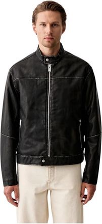 Karl Lagerfeld Biker Jacket - Heren - Zomerjassen - Zwart - L - Leer - Jassen