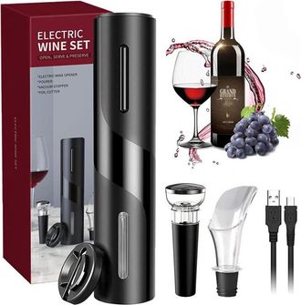 Trade Shop Trade Shop - Sacacorchos El&eacute;ctricos Vino 5in Abrelajos De Botella Conjunto Usb Porporpppppaper