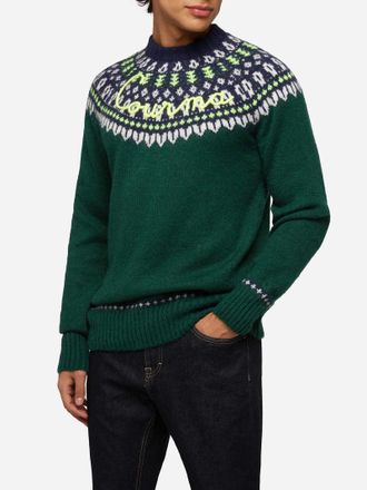 MC2 Saint Barth Alpaca Sweater Heron Nordic Soft With Fair Isle Jacquard And Courma Embroidery