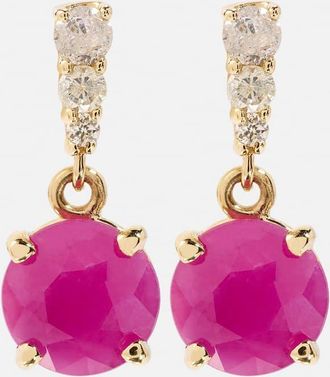 Stone and Strand 14kt gold earrings with rubies and diamonds