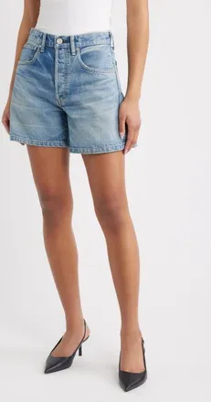 Moussy Vintage Harrisburg High Waist Denim Shorts in Light Blue at Nordstrom, Size 28