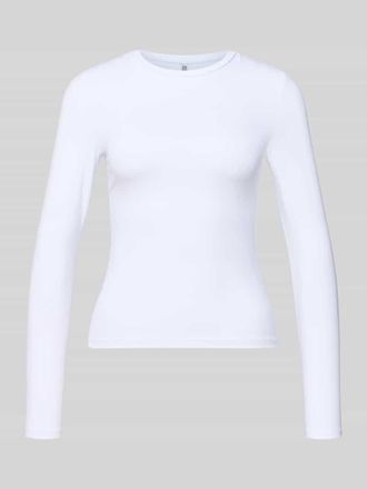 Pieces Slim Fit Langarmshirt mit Rundhalsausschnitt Modell LULA in Weiss, Gr&ouml;&szlig;e XL