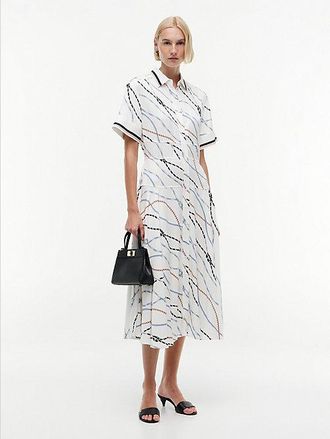 Tommy Hilfiger Vestido camisero midi de sarga con estampado de cuerdas