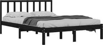 vidaXL Vidaxl - Estructura De Cama Madera Maciza De Pino Negra 150x200 Cm