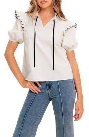 Flying Tomato Puff Sleeve Woven Top in Ivory at Nordstrom Rack, Size Medium