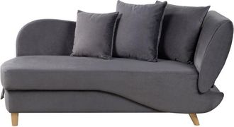 Beliani Beliani - Chaise Lounge Moderno 2 Plazas Compartimento De Almacenaje Cojines Terciopelo Gris Oscuro Derecho Meri Ii