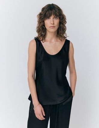 Ghost London Margot Satin Top in Black at Nordstrom, Size 12