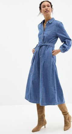 Contemporaine Womens Denim midi shirtdress