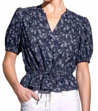Go Silk Drawing Room Top In Bandana Midnight