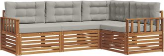 vidaXL Conjunto De Sof&aacute;s De Exterior 4 Uds. Gris Natural Y Claro Vidaxl