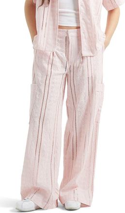 Brixton The Mercer Cotton Eyelet Wide Leg Pants in Chalk Pink at Nordstrom, Size X-Small
