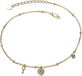 Rachel Glauber 14K Plated Cz Charm Bracelet