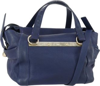 Chlo&eacute; Bridget Convertible Satchel Leather Navy Leather Handbag (Pre-Owned)