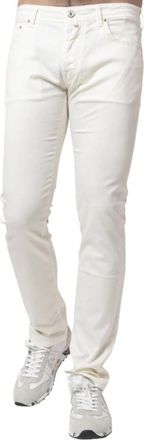 Jacob Cohen Slim-fit Broek - Heren - Slim Fit Broeken - Wit - W29 - Katoen - Broeken