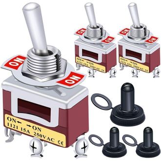 OEM Interruptor Basculante Spst De 3 Piezas Y 2 Posiciones, Interruptor Basculante On/on De 2 Terminales, Met&aacute;lico, 20a 125v, 15a 250v + Cubierta Impermea