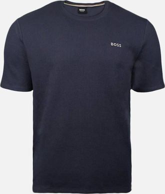 HUGO BOSS Mens BOSS Waffle T-Shirt, Dark Blue - Black - Size: 38