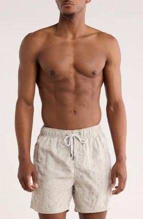 Vintage Summer Swimwear Endless Embroidered Volley Swim Trunks in Tan at Nordstrom Rack, Size Xx-Large