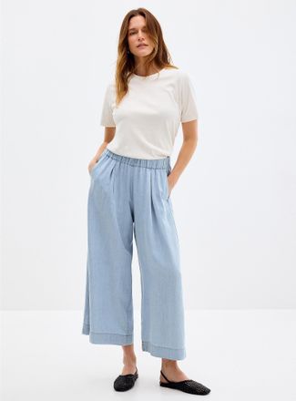 Sessun Womens Ultra-lightweight faux-denim pant Fit: Wide leg, high rise