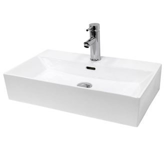 ECD Germany Lavabo rectangular ba&ntilde;o cer&aacute;mica pila lavamanos sobre encimera