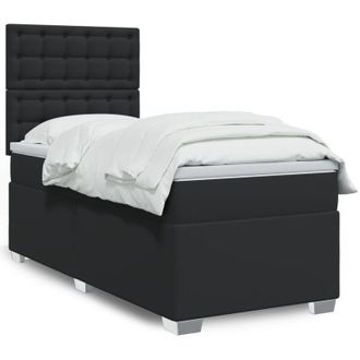 vidaXL Vidaxl - Cama Box Spring Con Colch&oacute;n Cuero Sint&eacute;tico Negro 90x190 Cm