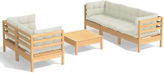 vidaXL Muebles De Jard&iacute;n 6 Piezas Cojines Madera De Pino Crema Vidaxl