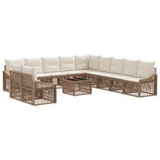 vidaXL Conjunto De Sof&aacute;s De Jard&iacute;n 12 Pcs Beige Rat&aacute;n Sint&eacute;tico Vidaxl
