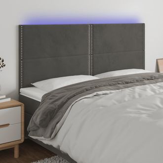 vidaXL Cabecero Con Luces Led Terciopelo Gris Oscuro 160x5x118/128 Cm Vidaxl
