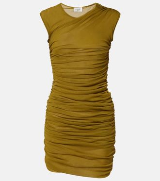 Saint Laurent Ruched tulle jersey minidress
